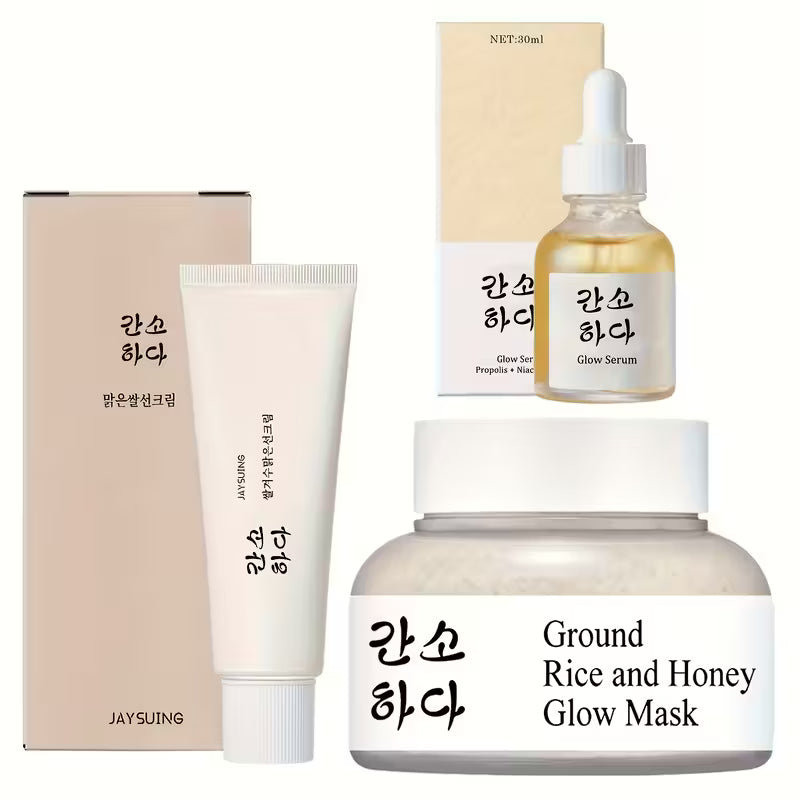 RiceGlow Probiotic Trio – Protective Cream, Radiant Mask & Propolis Extract Set