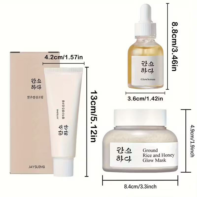 RiceGlow Probiotic Trio – Protective Cream, Radiant Mask & Propolis Extract Set