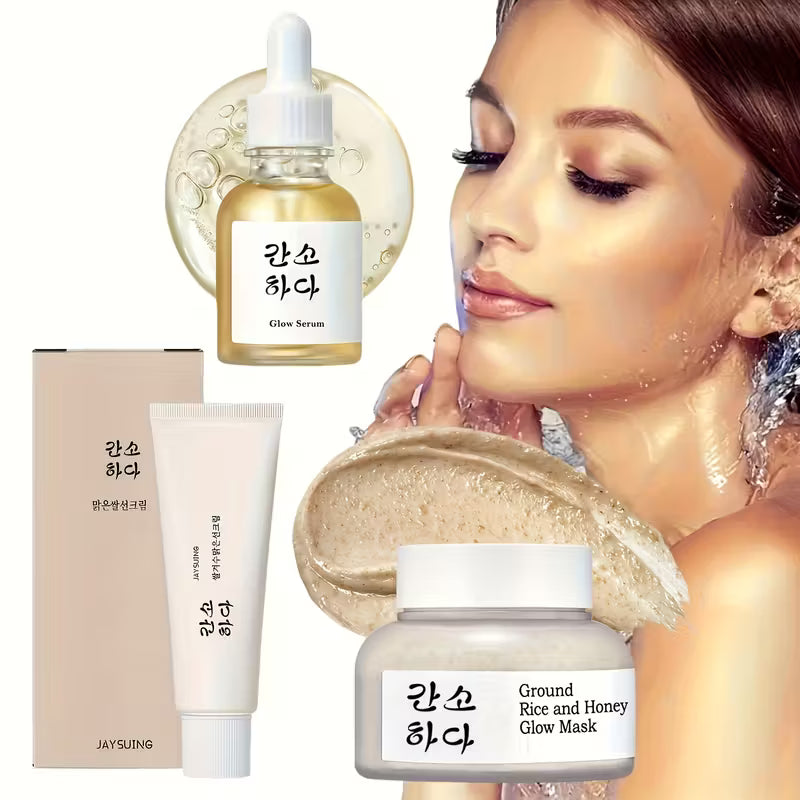 RiceGlow Probiotic Trio – Protective Cream, Radiant Mask & Propolis Extract Set