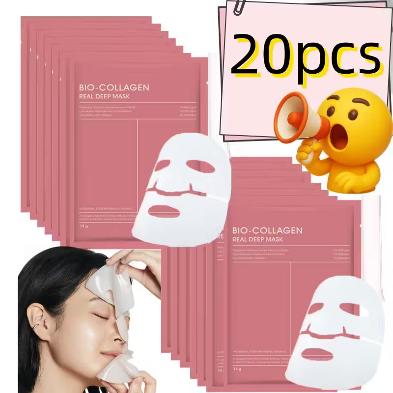 BioGlow Collagen Mask Set – 20pcs Pack Deep Hydration Facial Treatment