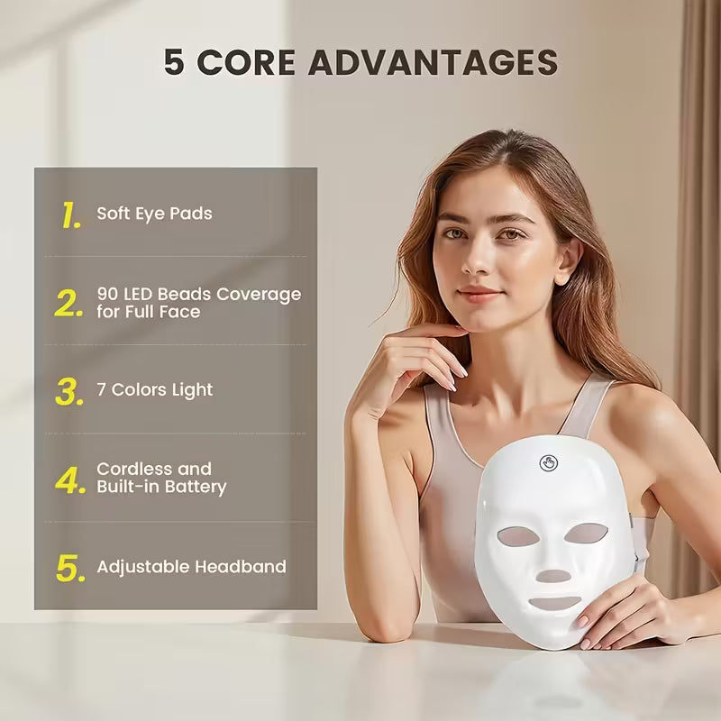 RadiantHaven™ LumiGlow 7-Color LED Facial Therapy Mask